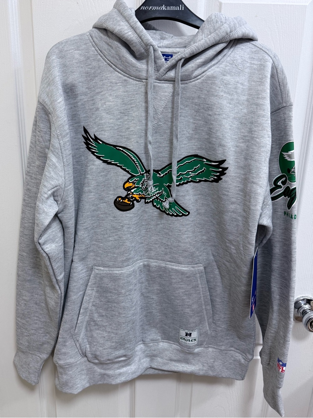 NWT NFL Philadelphia Eagles Men's Grey Hoodie with Green Eagle Graphic, Size Med